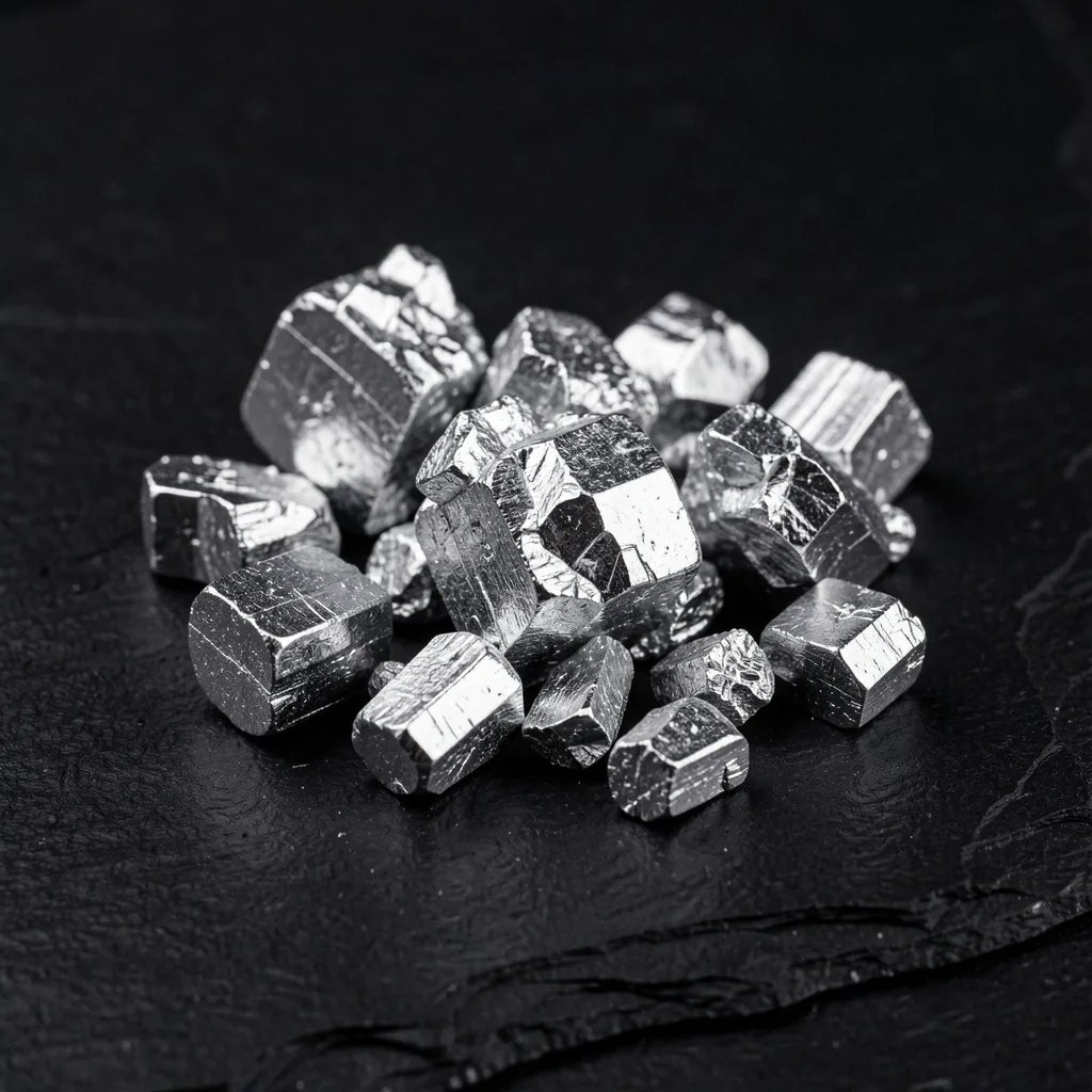 Zinc crystal mineral macro on dark surface