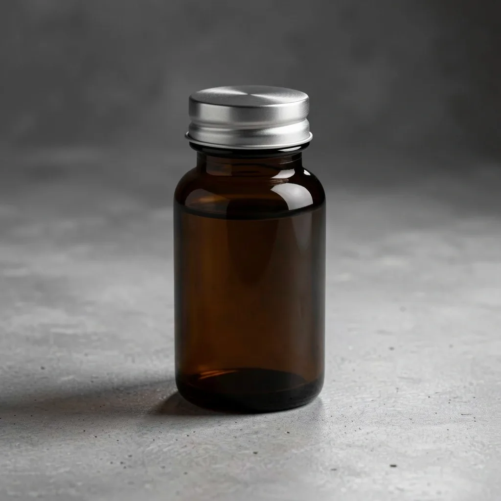 Supplement bottle on a concrete surface