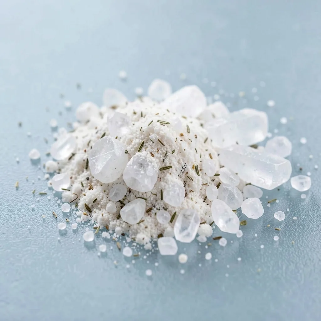 Calcium magnesium crystals and glucosamine powder