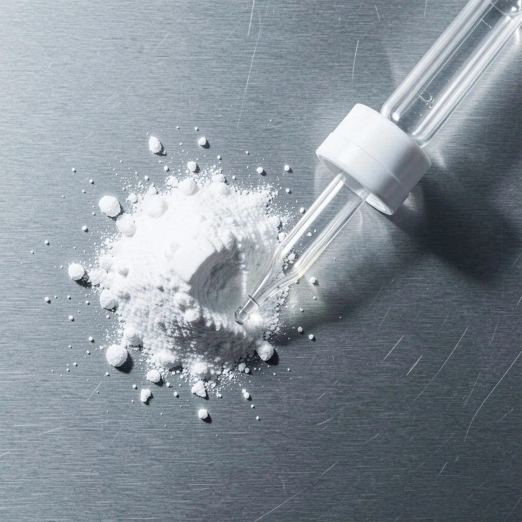 Probiotic powder and digestive enzyme dropper on steel