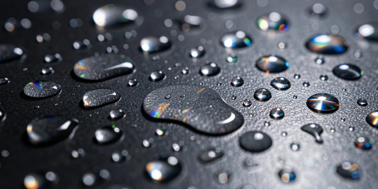 Water droplets on surface